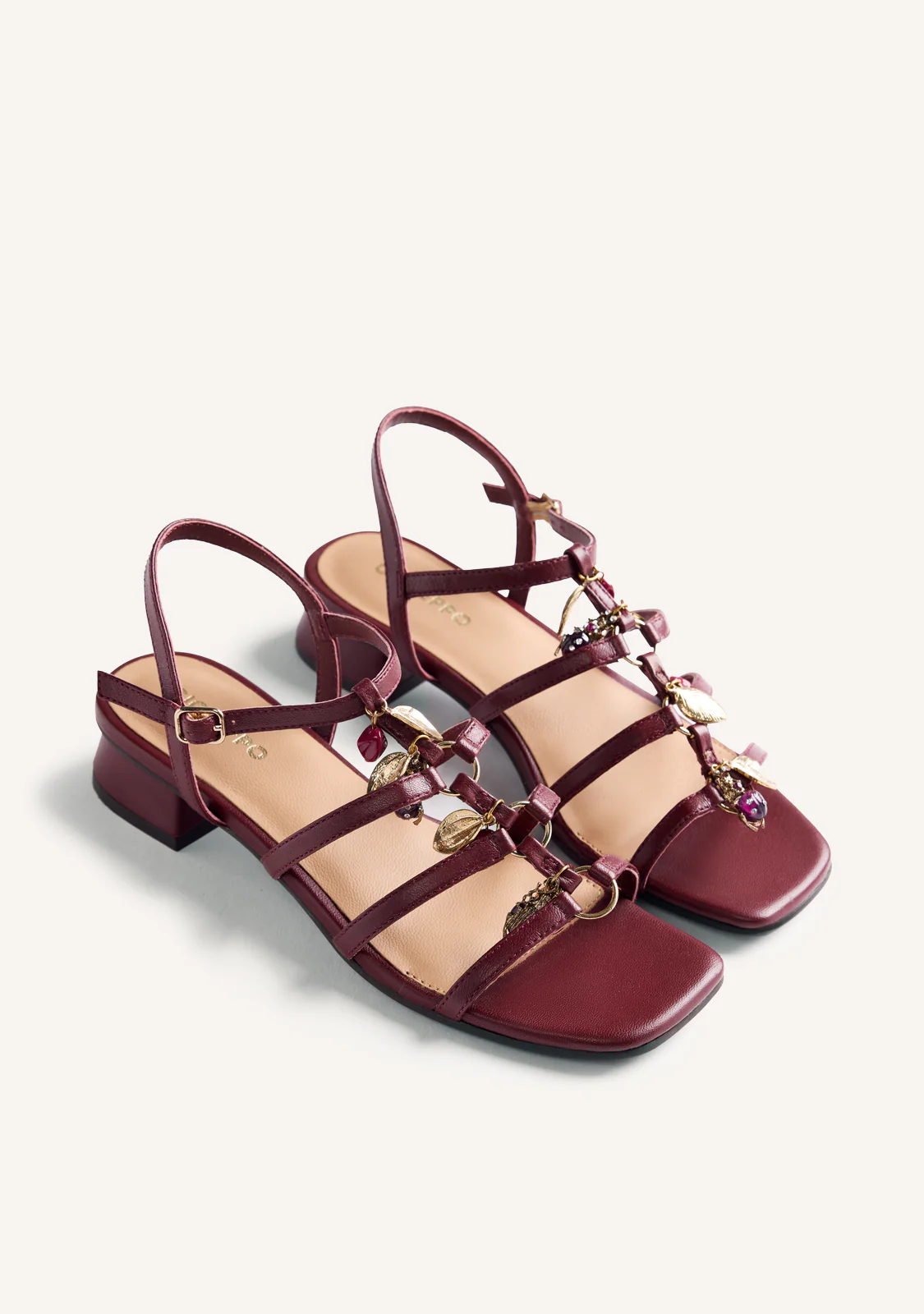 BEADED LEATHER HEELED SANDALS TEKONSHA - Image 2