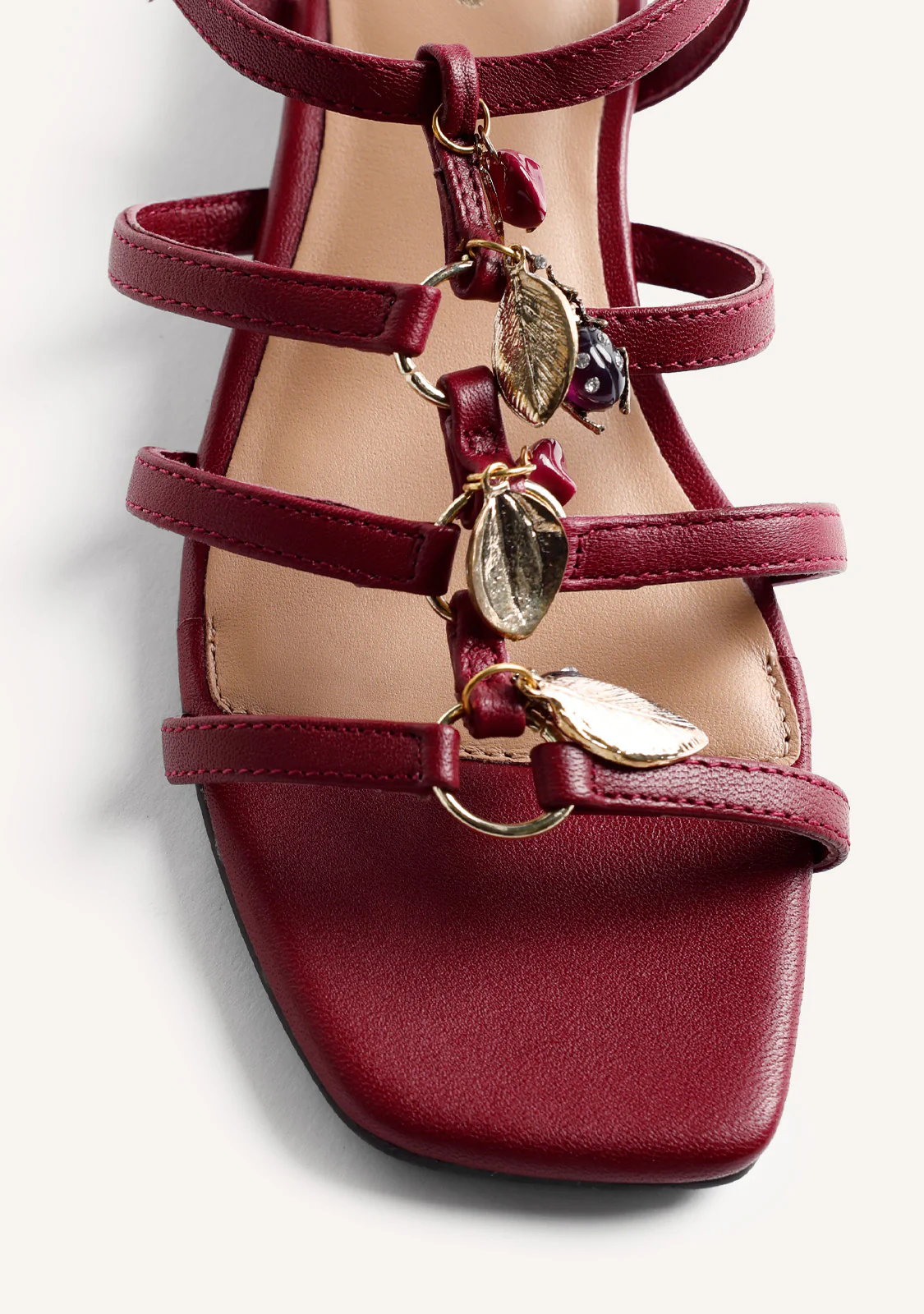 BEADED LEATHER HEELED SANDALS TEKONSHA - Image 3