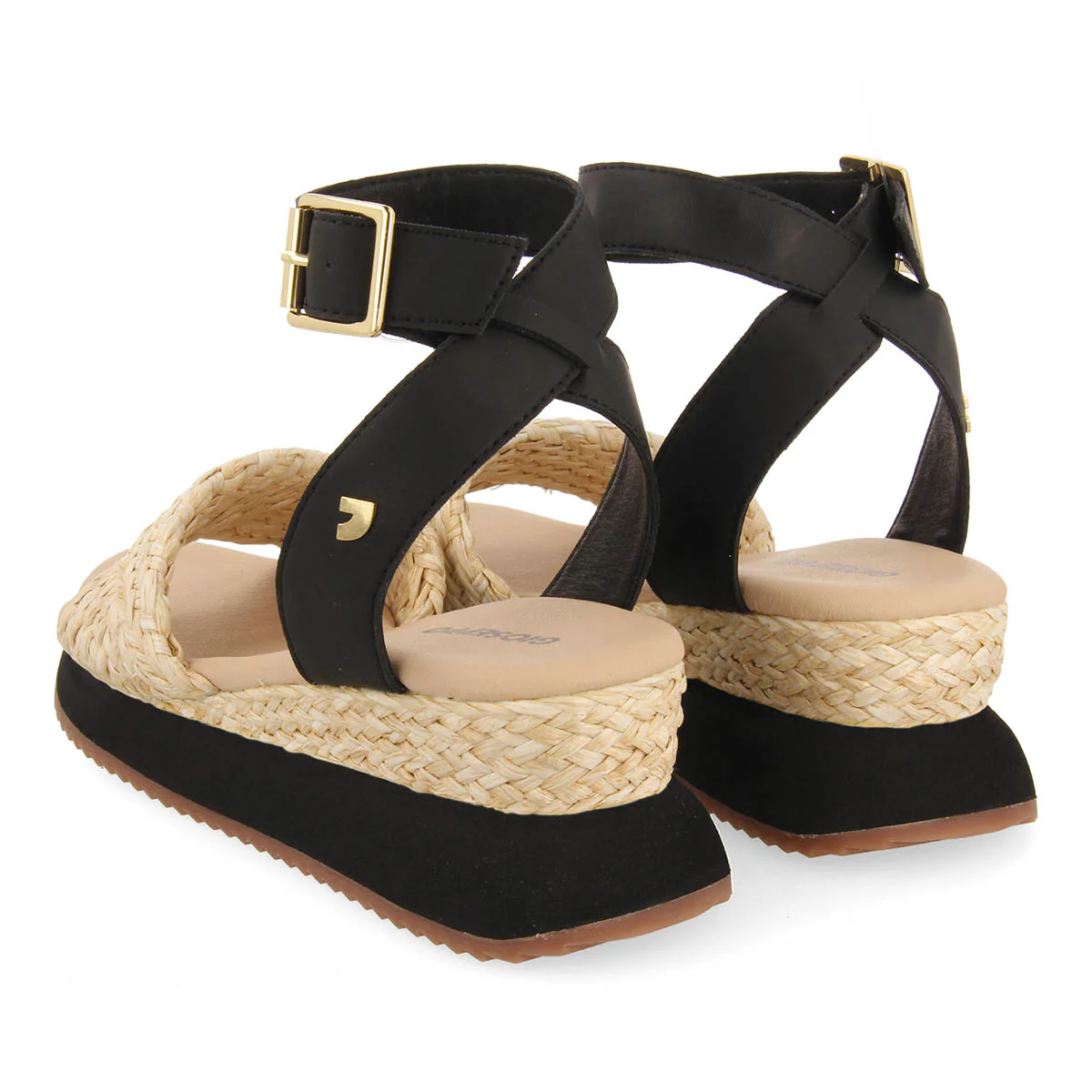 BEIGE AND BLACK SPORTS SANDALS WITH WEDGE FOR WOMEN MEHAMA - Image 5