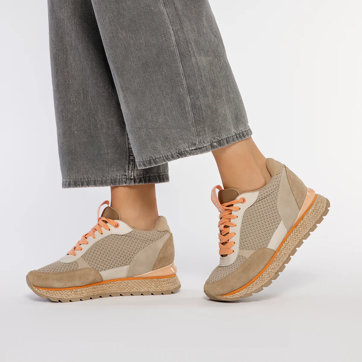 BEIGE MEDITERRANEAN STYLE SNEAKERS WITH INTERNAL WEDGE FOR WOMEN KAJAN - Image 2