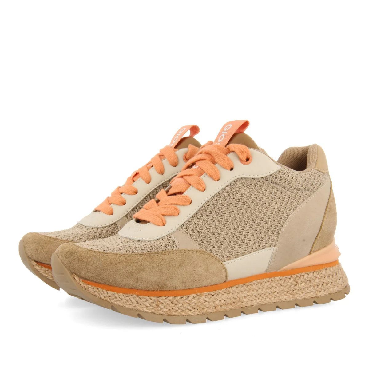 BEIGE MEDITERRANEAN STYLE SNEAKERS WITH INTERNAL WEDGE FOR WOMEN KAJAN - Image 3