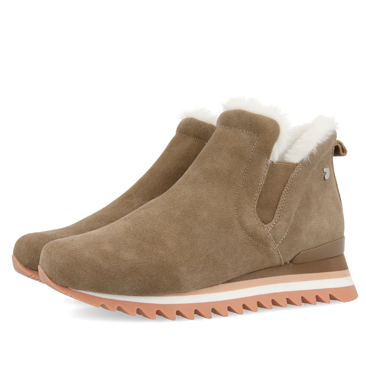 Beige sneakers ankle boots slip style with mini wedge for woman ECKERO - Image 2