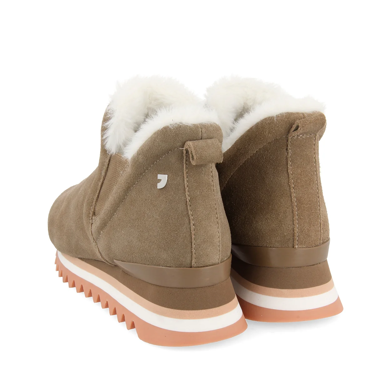 Beige sneakers ankle boots slip style with mini wedge for woman ECKERO - Image 4