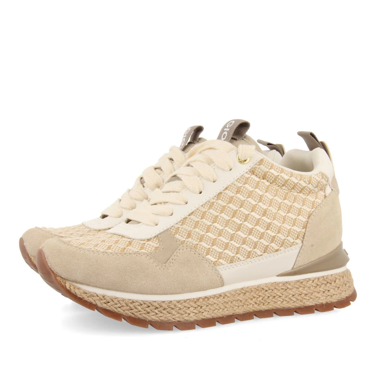 BEIGE SNEAKERS WITH INTERNAL WEDGE AND GEOMETRIC PRINT FOR WOMEN PUKE - Image 2