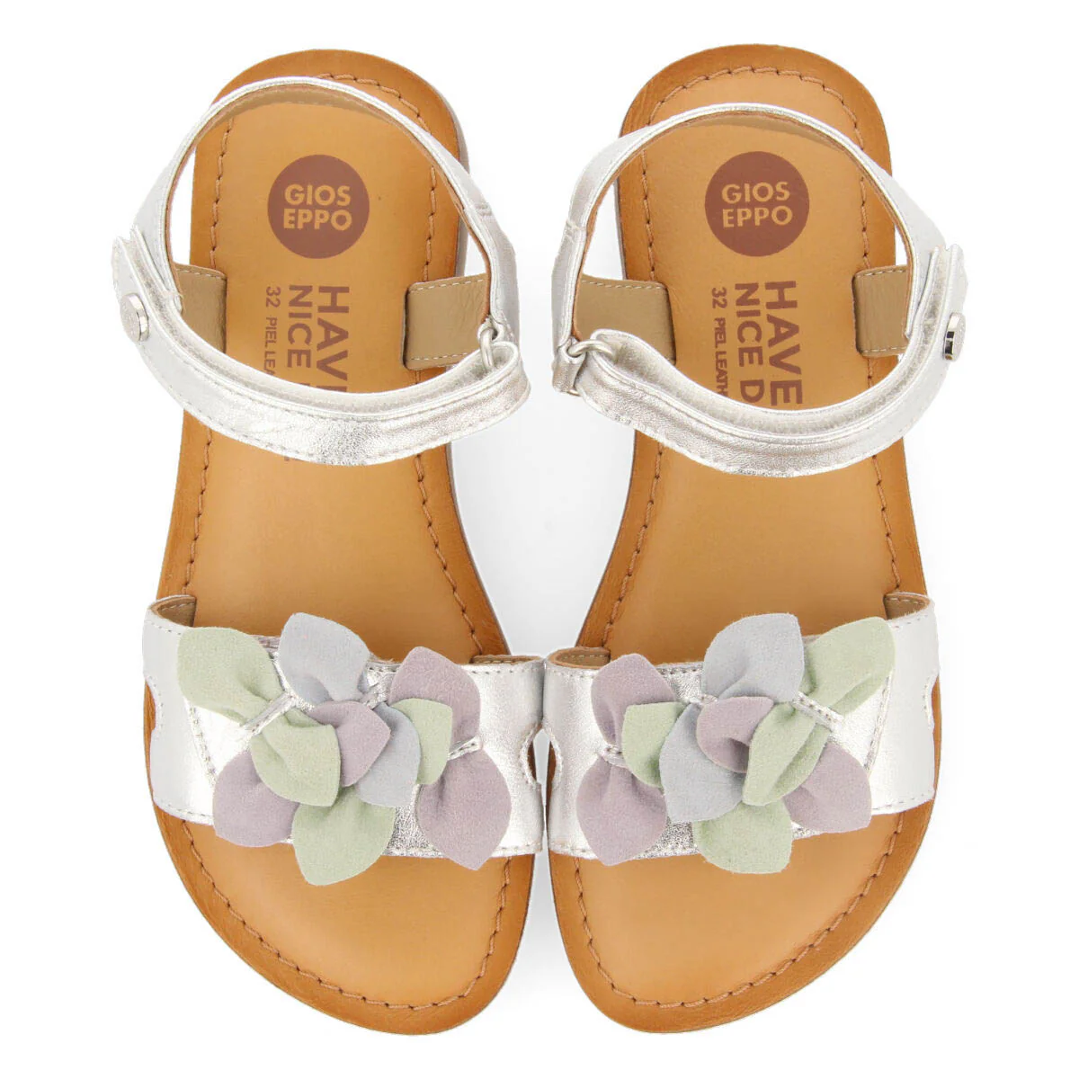 Belval girls decorative metallic silver leather sandals - Image 3