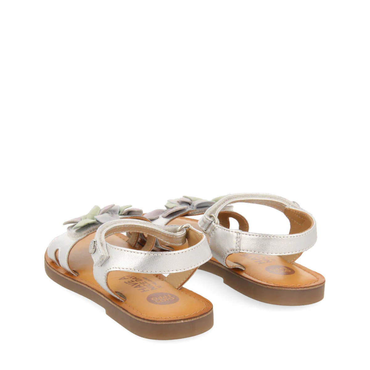 Belval girls decorative metallic silver leather sandals - Image 4