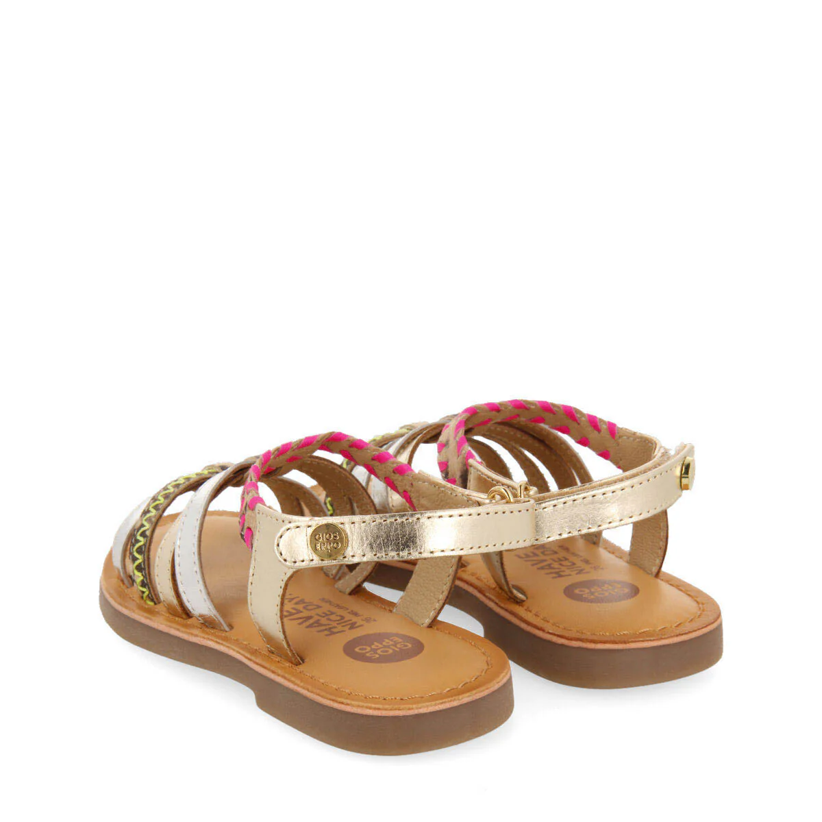 Benowa girls multicoloured leather sandals with neon and animalrint - Image 4