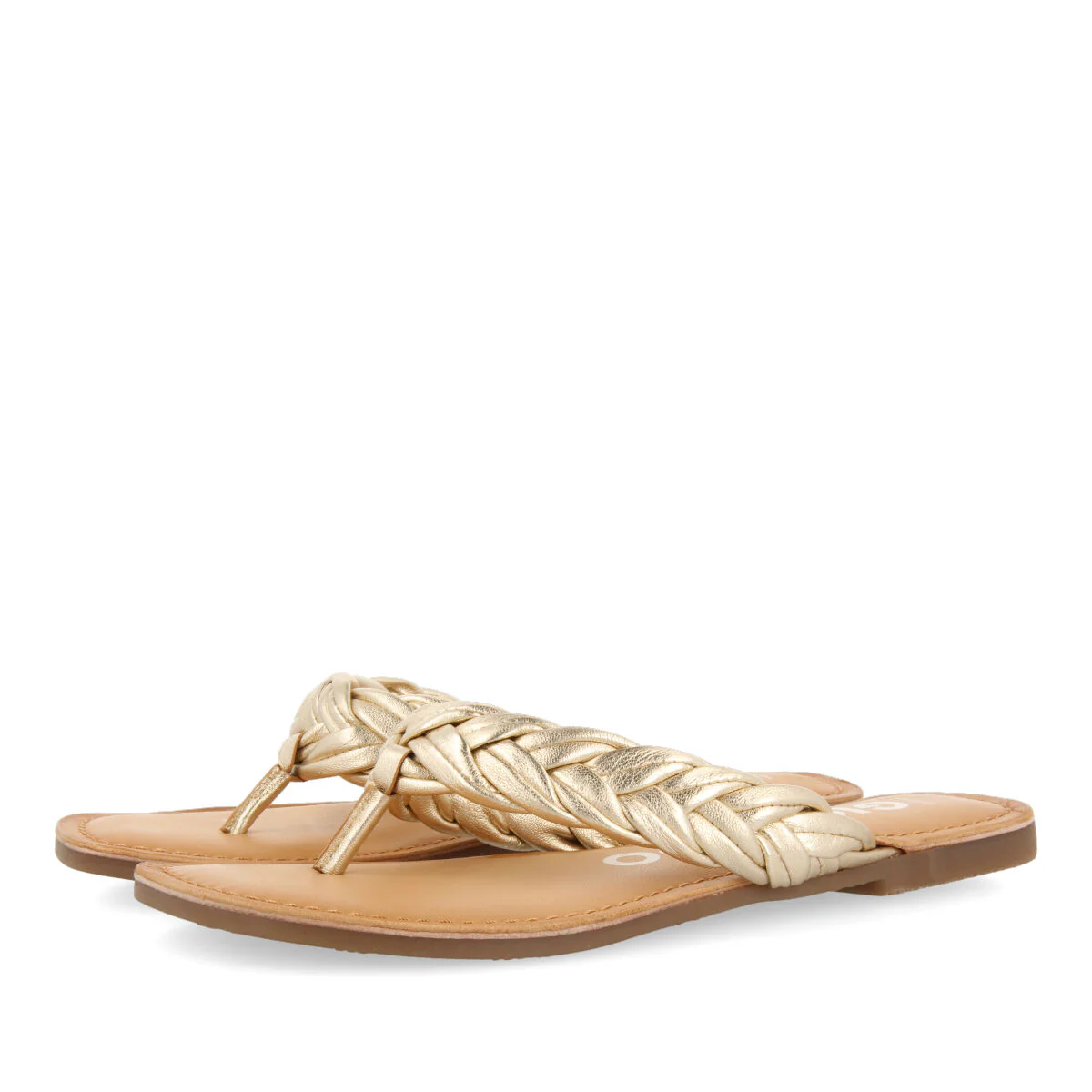 Bicas women's flat gold braided sandals - Image 2