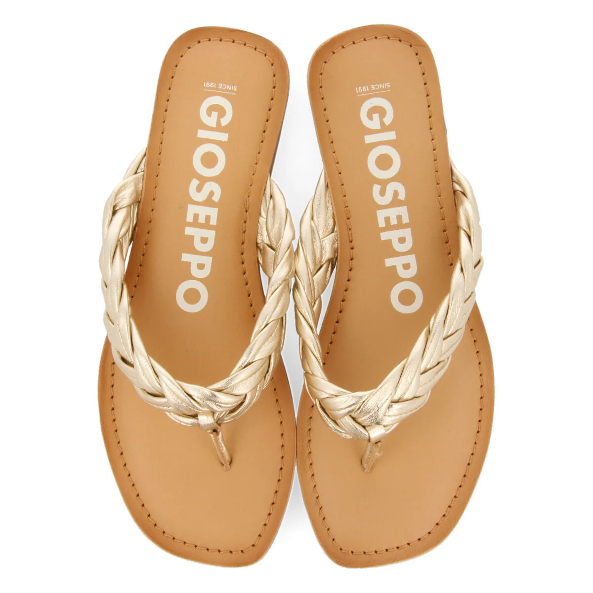 Bicas women's flat gold braided sandals - Image 3
