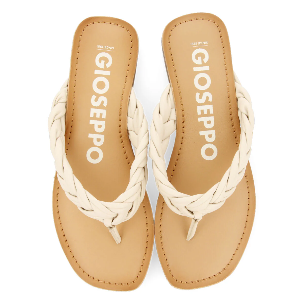 Bicas women's flat off-white braided sandals - Image 3