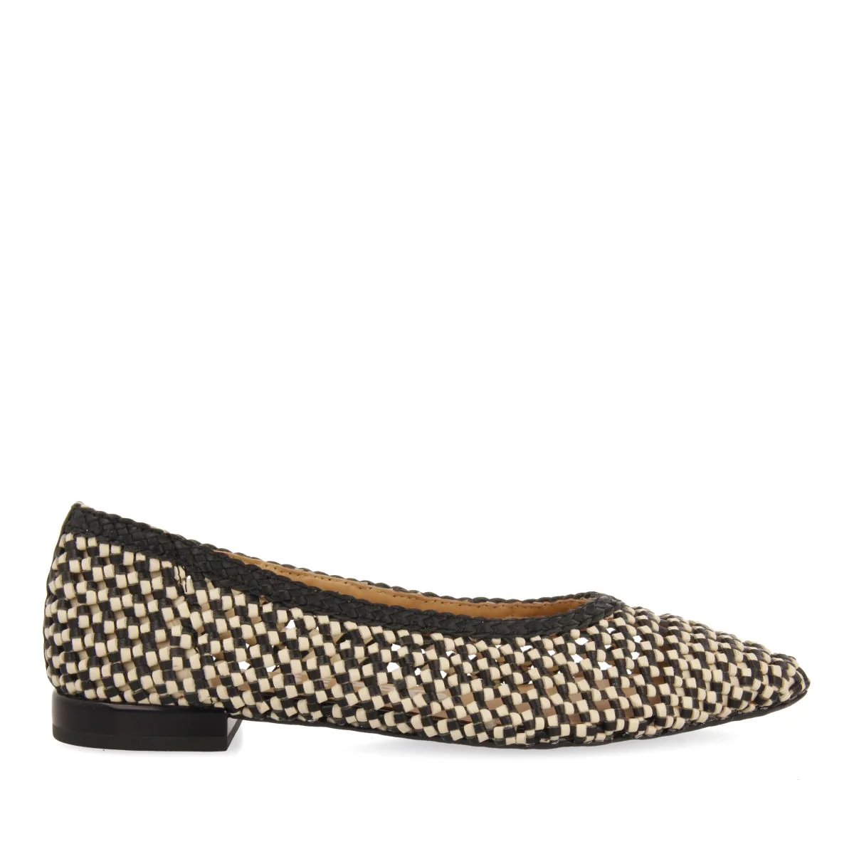 BICOLOR BRAIDED LEATHER BALLERINAS WITH POINTED TOE FOR WOMEN ATHERTON