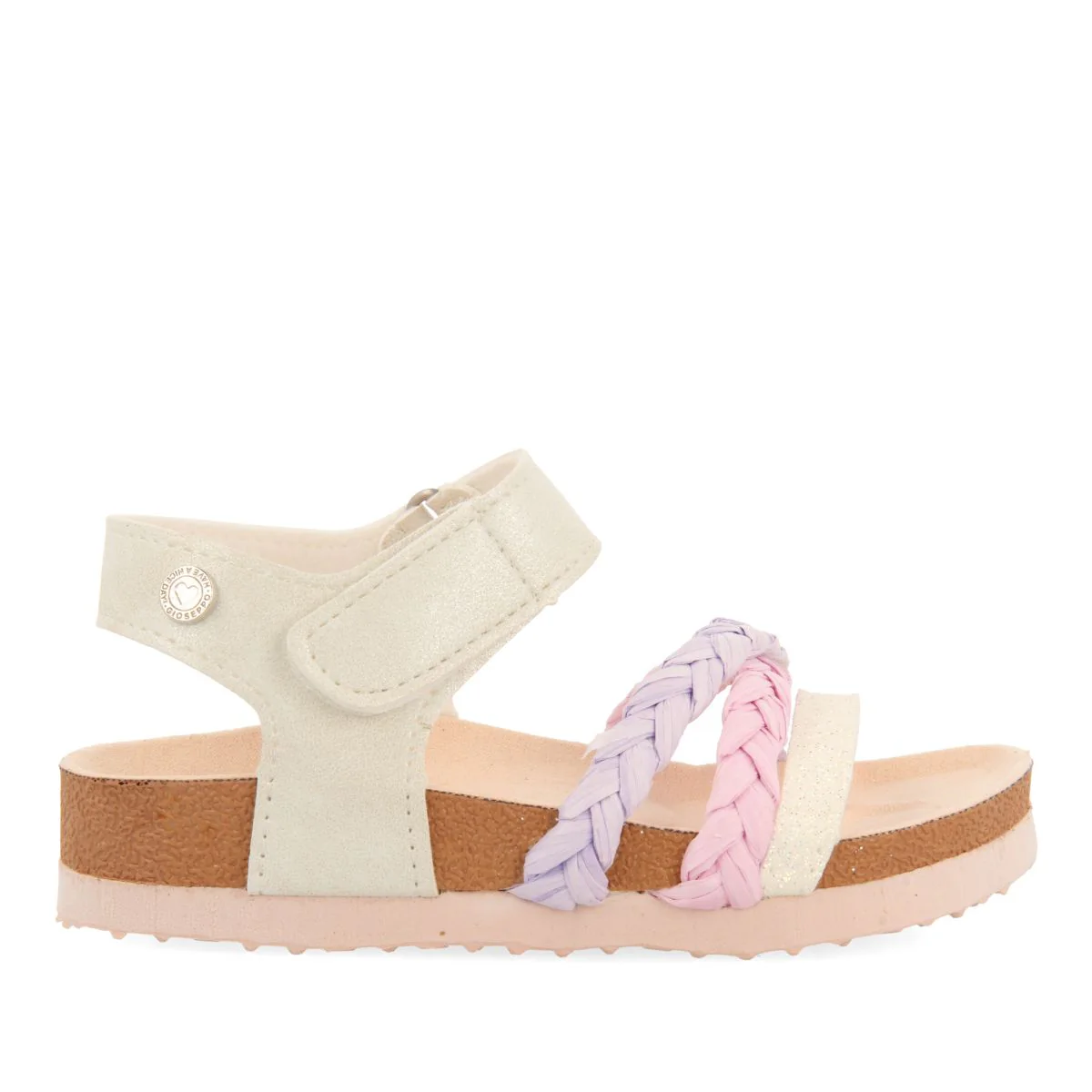 BIO MULTICOLOR SOLE FLIP-FLOPS WITH GLITTER DETAILS AND RAFFIA BRAIDING FOR GIRLS AND BOYS DELIA