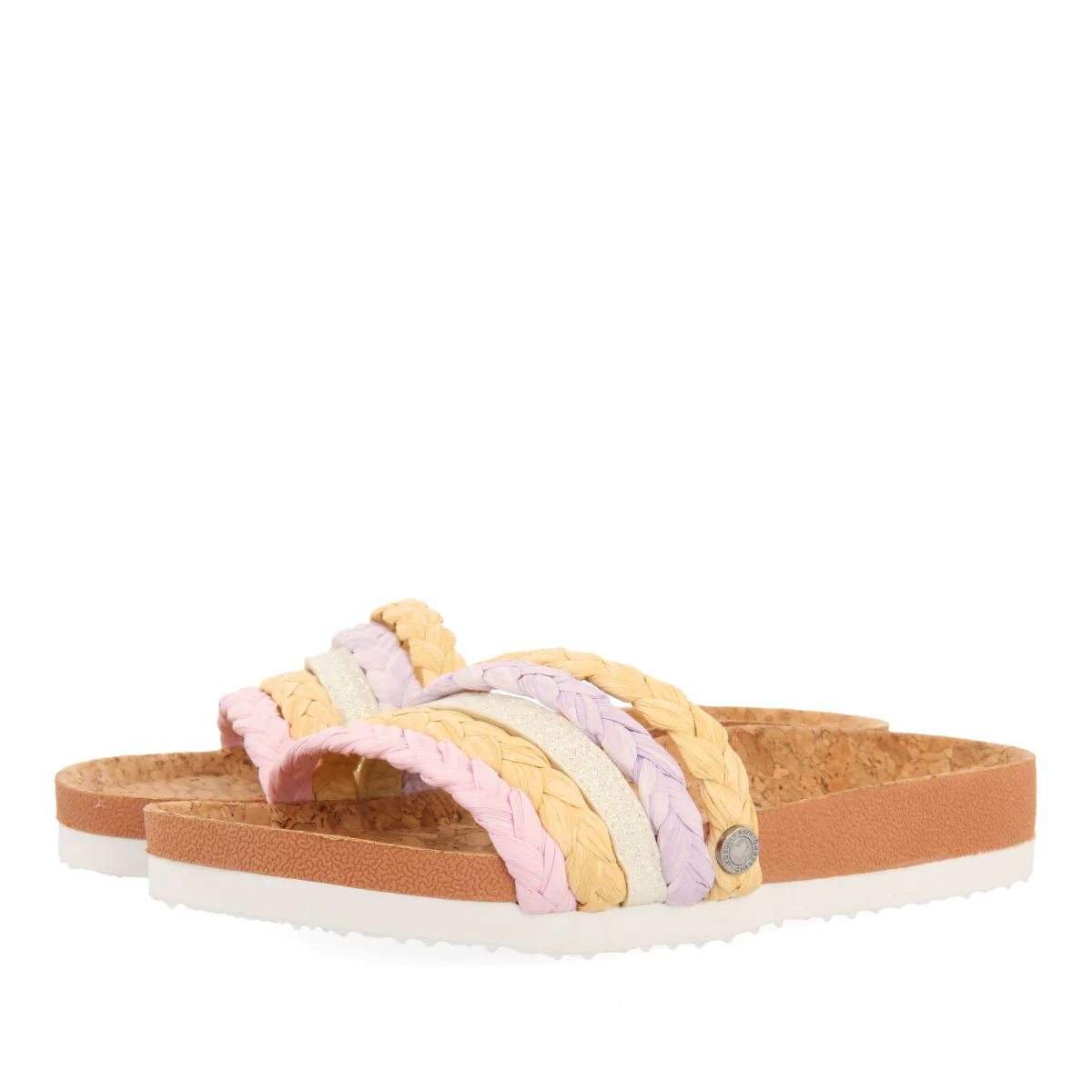 BIO MULTICOLOR SOLE FLIP-FLOPS WITH RAFFIA BRAIDING AND GLITTER DETAILS FOR GIRLS AND BOYS KATUND - Image 2