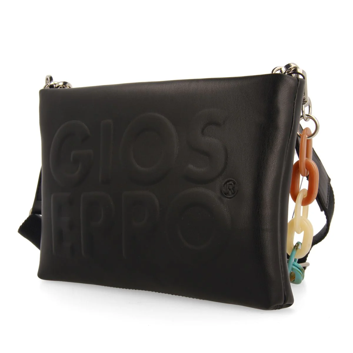 BLACK HANDBAG WITH MULTICOLOR CHAIN DETAIL NOCATEE - Image 3
