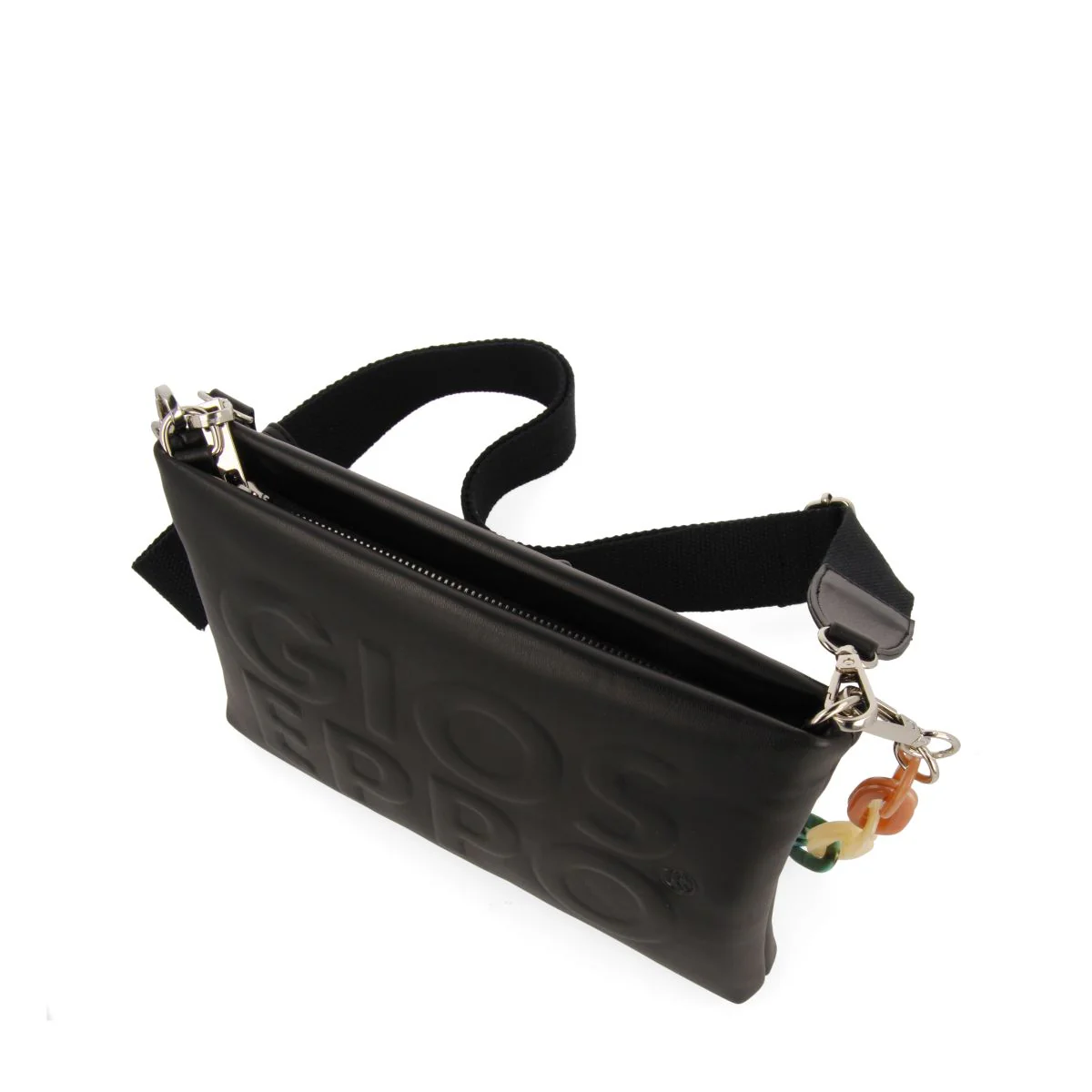 BLACK HANDBAG WITH MULTICOLOR CHAIN DETAIL NOCATEE - Image 4