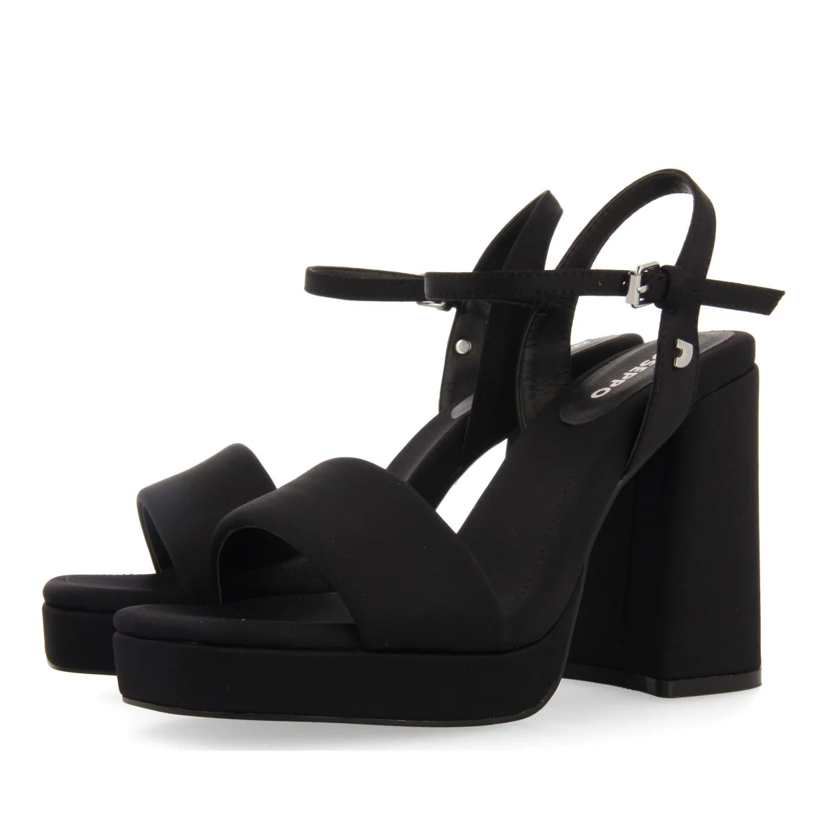 BLACK HIGH HEEL SANDALS WITH PADDED STRAP FOR WOMEN DENTON - Image 2