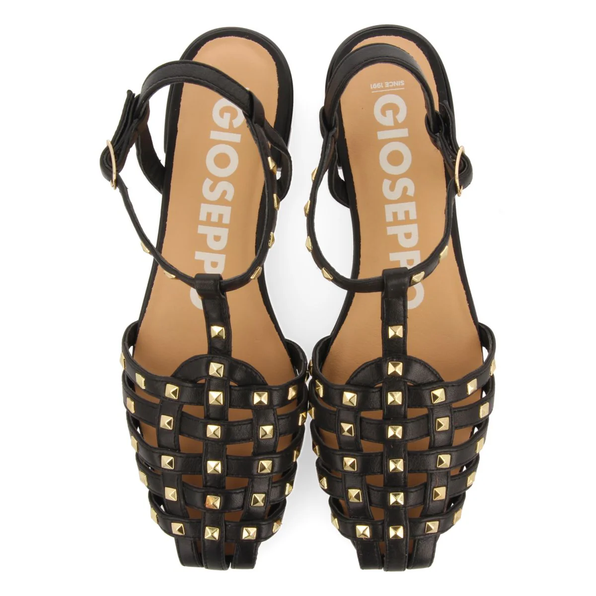 BLACK LEATHER CRAB-STYLE SANDALS WITH STUDS FOR WOMEN CANBY - Image 5