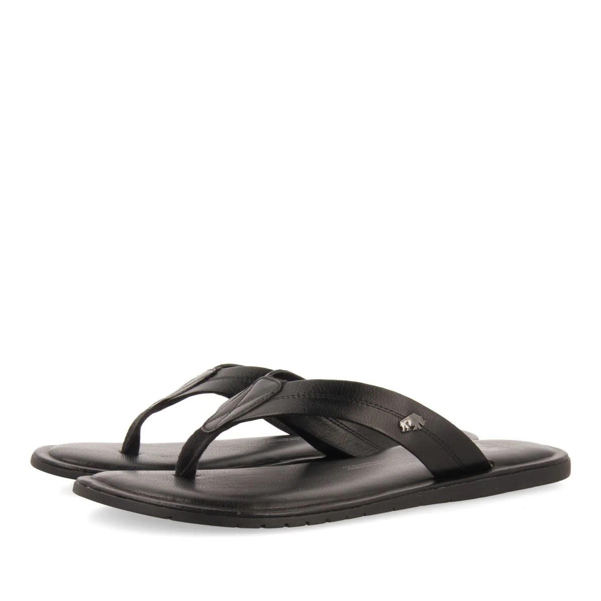 BLACK LEATHER FLIP-FLOPS FOR MEN WASCO - Image 2