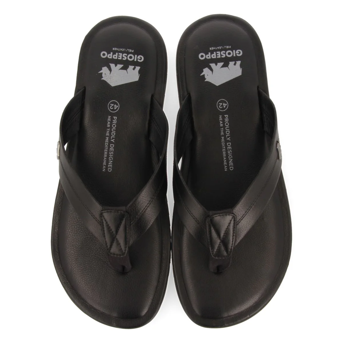 BLACK LEATHER FLIP-FLOPS FOR MEN WASCO - Image 4
