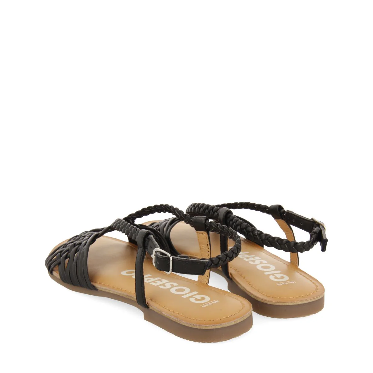 BLACK LEATHER SANDALS WITH CROSS STRAPS FOR WOMEN AIDONE - Image 3