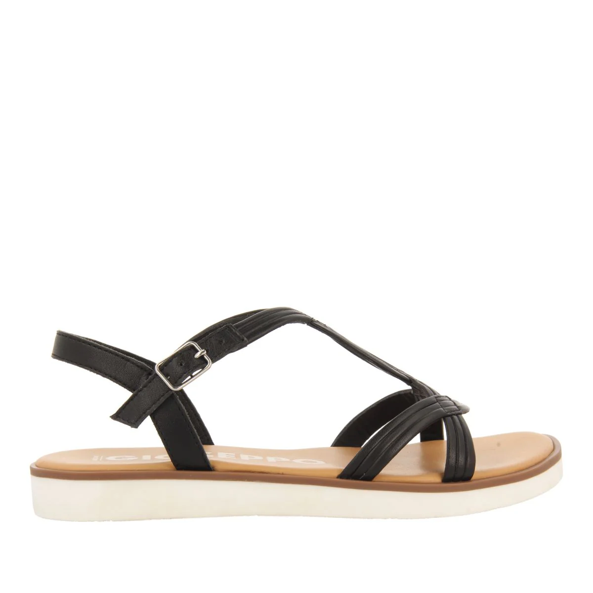 BLACK LEATHER SANDALS WITH STRAPS FOR WOMEN IN CORNWALL
