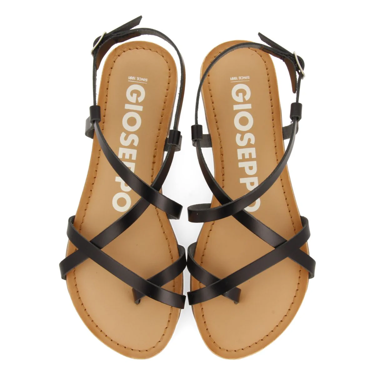 BLACK LEATHER SANDALS WITH THIN STRAPS FOR WOMEN COURSAN - Image 4