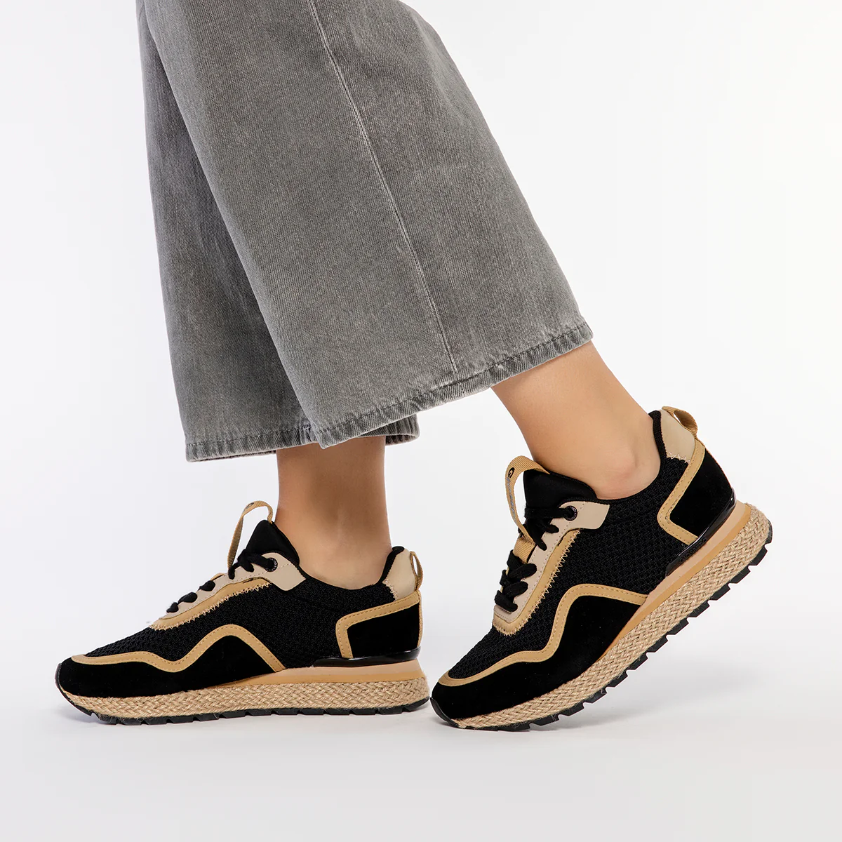 BLACK MEDITERRANEAN STYLE SNEAKERS FOR WOMEN RUKAJ - Image 2