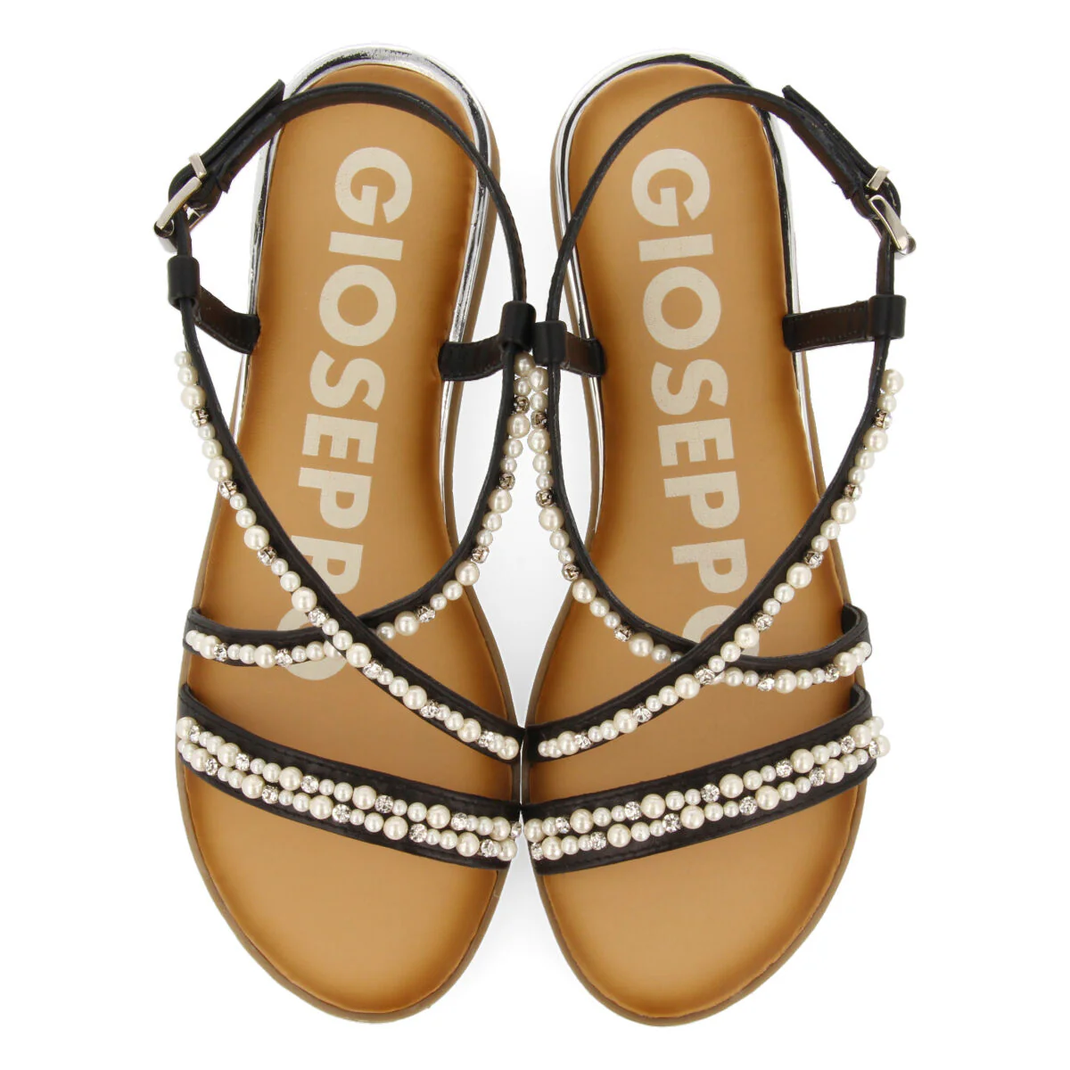 BLACK MINI WEDGE SANDALS DETAILED WITH PEARLS FOR WOMAN JENNE - Image 4