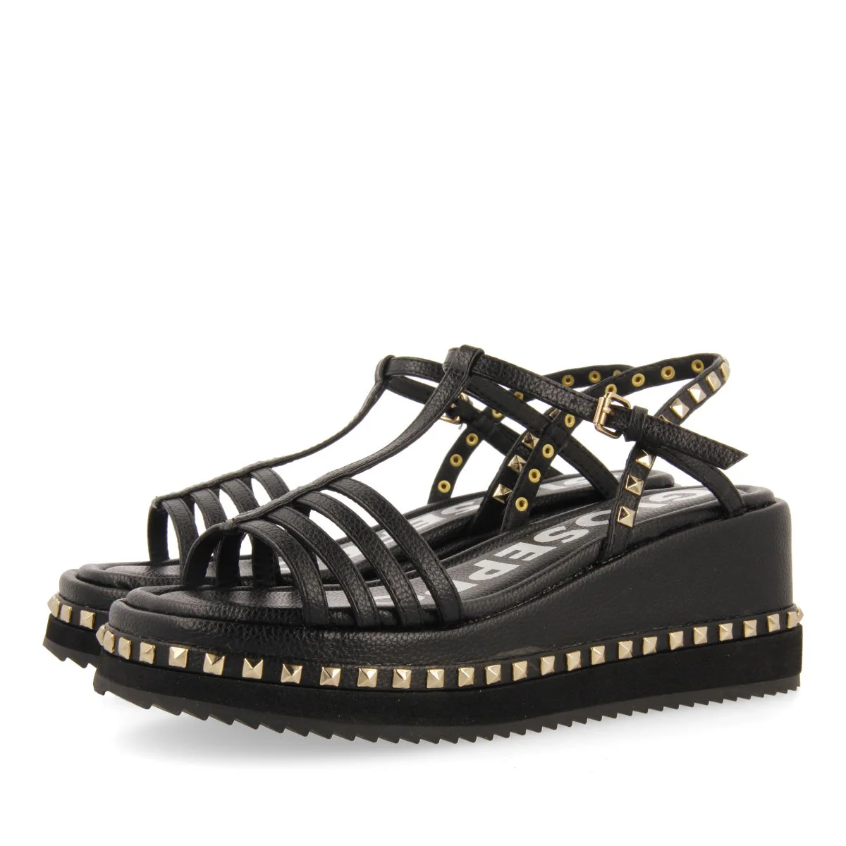 BLACK PLATFORM SANDALS WITH STUD DETAIL FOR WOMEN KLANKEK - Image 2
