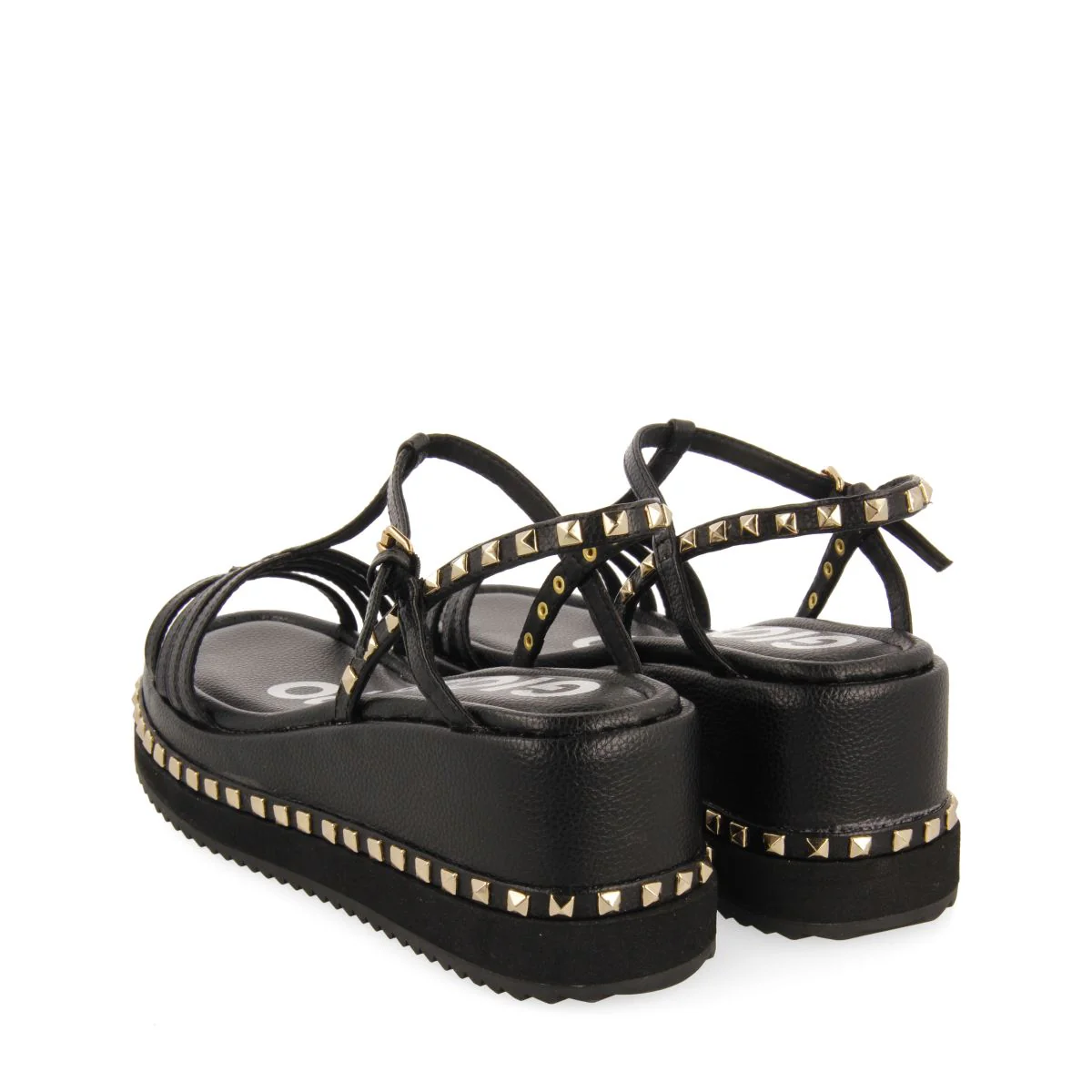 BLACK PLATFORM SANDALS WITH STUD DETAIL FOR WOMEN KLANKEK - Image 3
