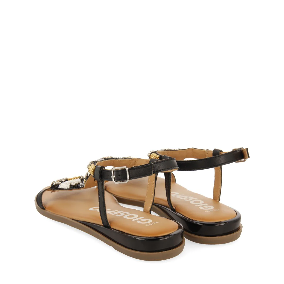 BLACK SANDALS WITH MULTICOLOR STONES FOR WOMEN MULION - Image 3