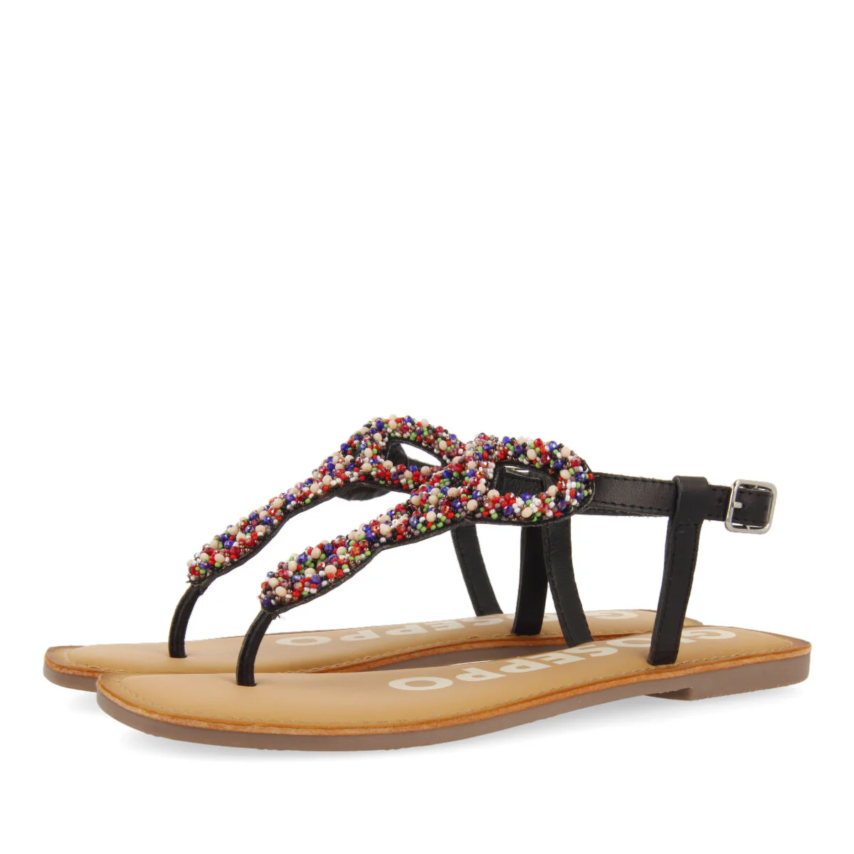 BLACK SANDALS WITH RHINESTONES FOR WOMAN YPANE - Image 2