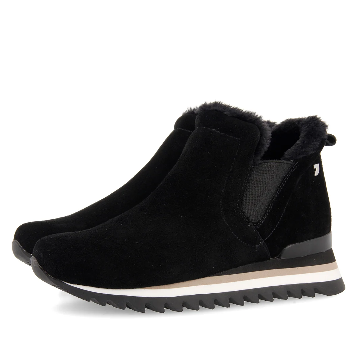 Black sneakers ankle boots slip style with mini wedge for woman ECKERO - Image 4