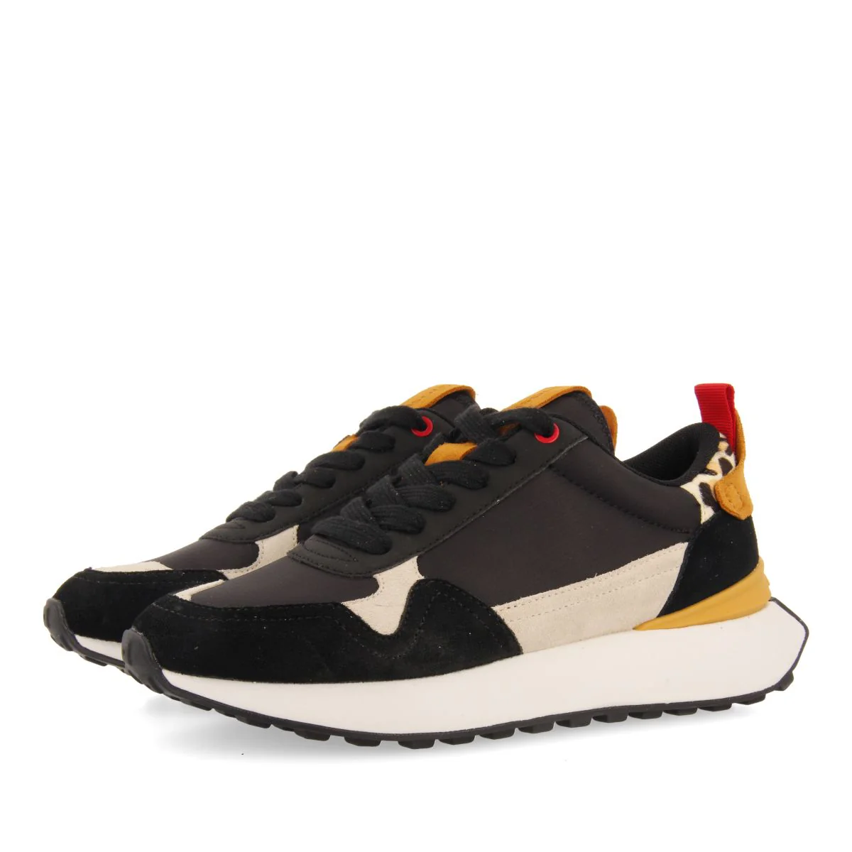 BLACK SNEAKERS WITH ANIMAL PRINT DETAIL FOR WOMEN KERBY - Image 3
