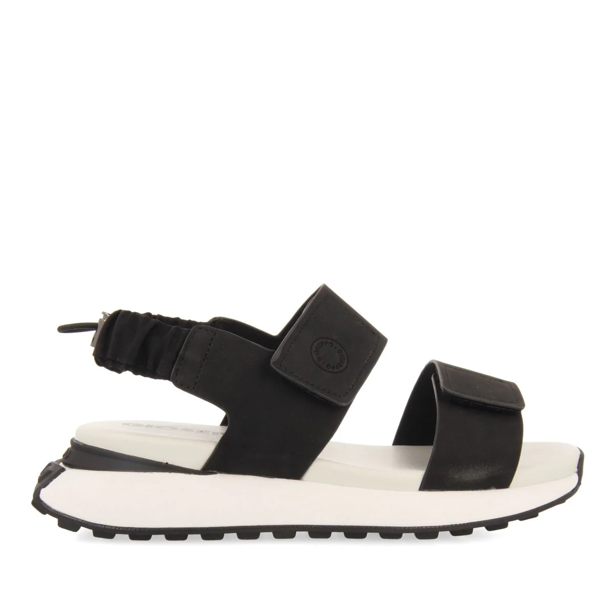 BLACK SPORTS SANDALS WITH ELASTIC RUCHED BACK DETAIL FOR WOMEN FRATAR