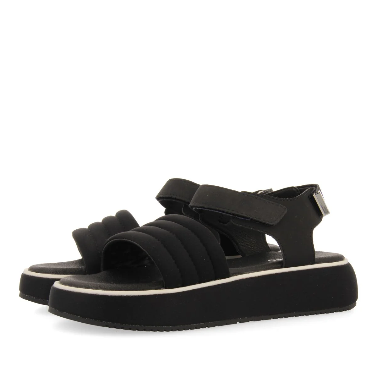 BLACK SPORTS SANDALS WITH PLATFORM FOR WOMEN CHEVAL - Image 2