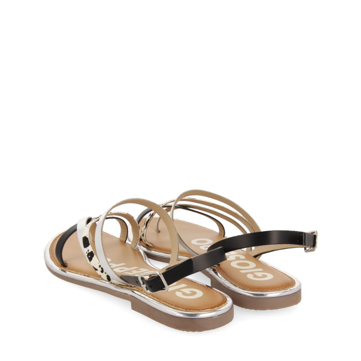 BLACK STRAPS SANDALS WITH COW PRINT FOR WOMAN IOTA - Image 4