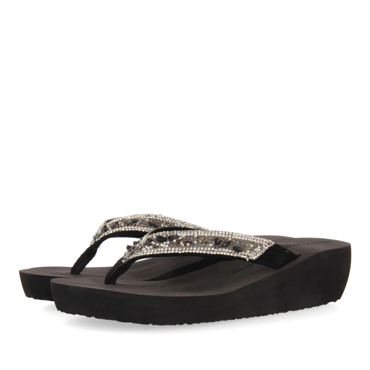 BLACK WEDGE FLIP FLOPS FOR WOMAN MEZZAGO - Image 2