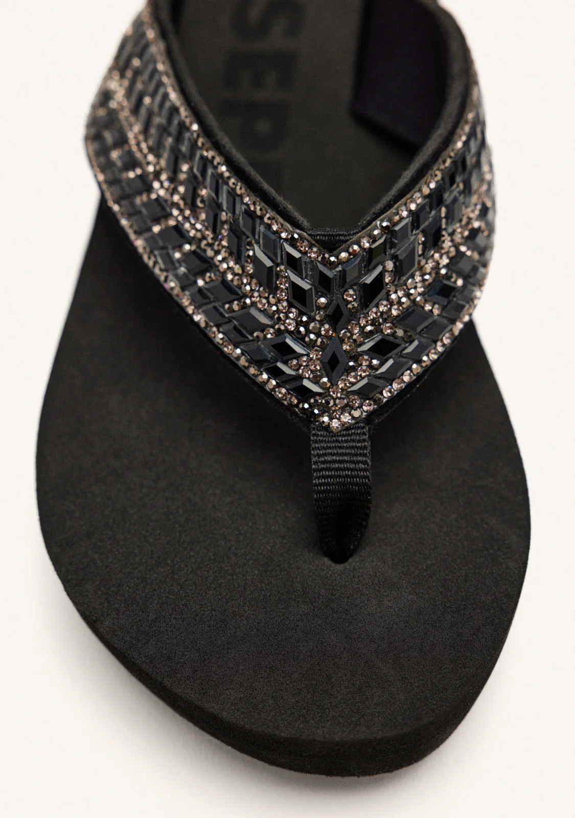BLACK WEDGE SANDALS WITH CRYSTAL EMBELLISHMENT FOR WOMEN DEVICES - Image 3