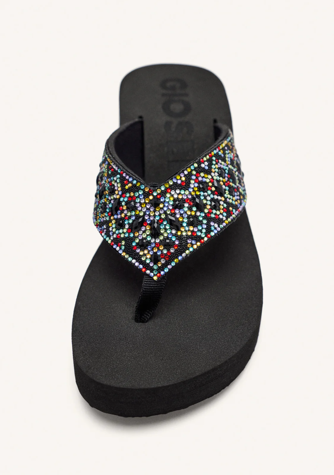 MULTICOLORED WEDGE SANDALS WITH CRYSTAL EMBELLISHMENT FOR WOMEN DRENOVE - Image 3