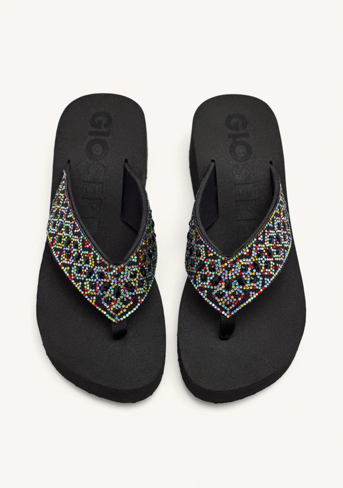 MULTICOLORED WEDGE SANDALS WITH CRYSTAL EMBELLISHMENT FOR WOMEN DRENOVE - Image 4