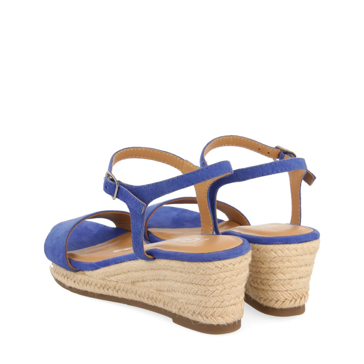 BLUE LEATHER WEDGE SANDALS WITH JUTE FOR WOMEN XARRE - Image 3