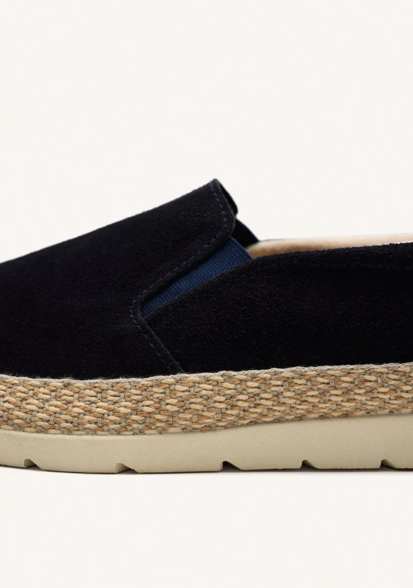 BLUE NAVY LEATHER ESPADRILLES WITH ELASTICS AND RECYCLED COTTON FOR MEN PROGER - Image 3