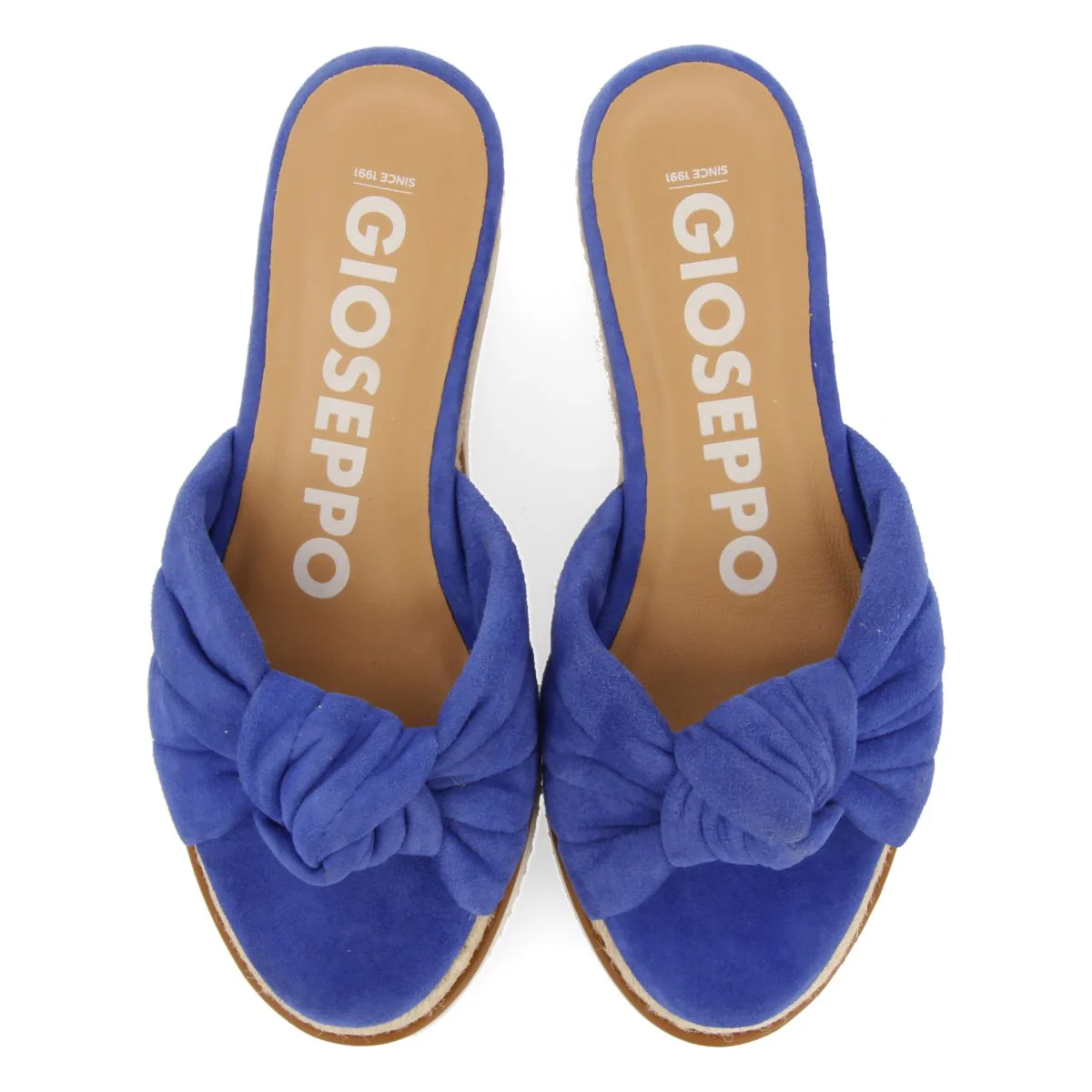 BLUE SLIDE SANDALS WITH KNOT DETAIL AND WEDGE FOR WOMEN CAKRAN - Image 4