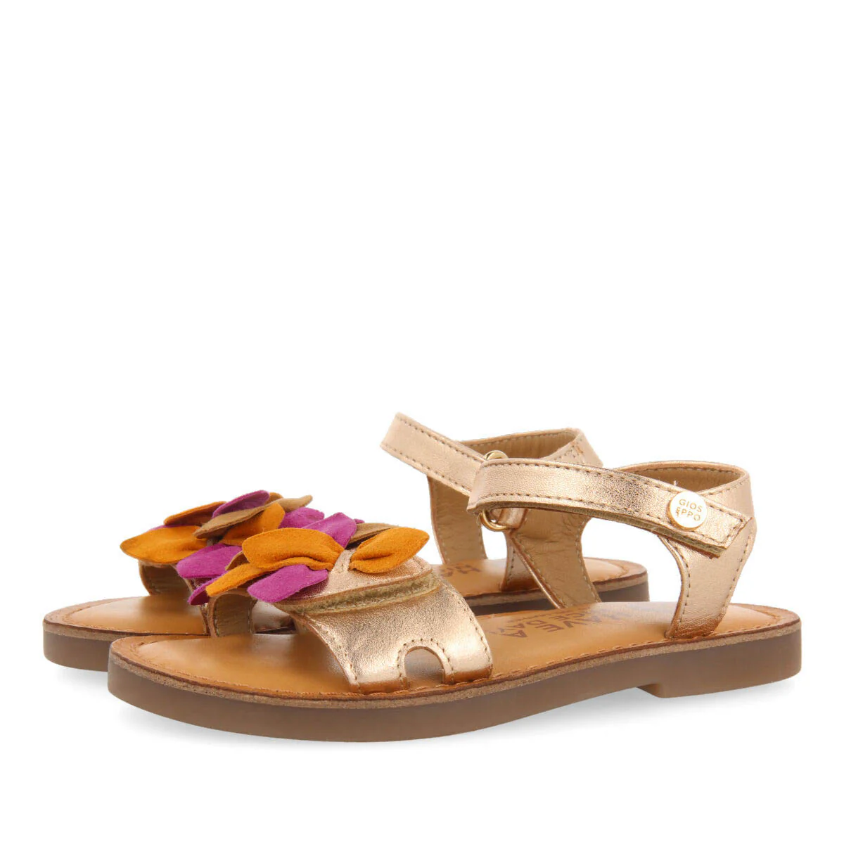 Blyes girls decorative rose gold leather sandals - Image 2