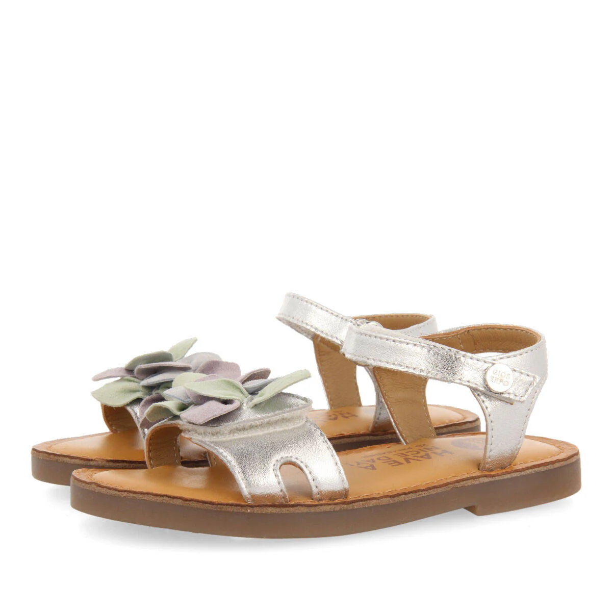 Blyes girls decorative silver leather sandals - Image 2