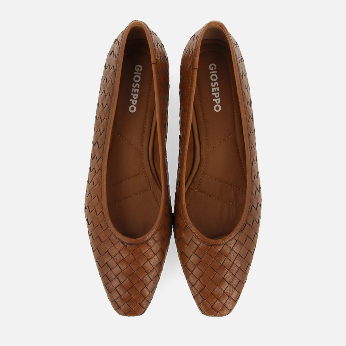 Bognes women's tan braided leather ballet flats - Image 4