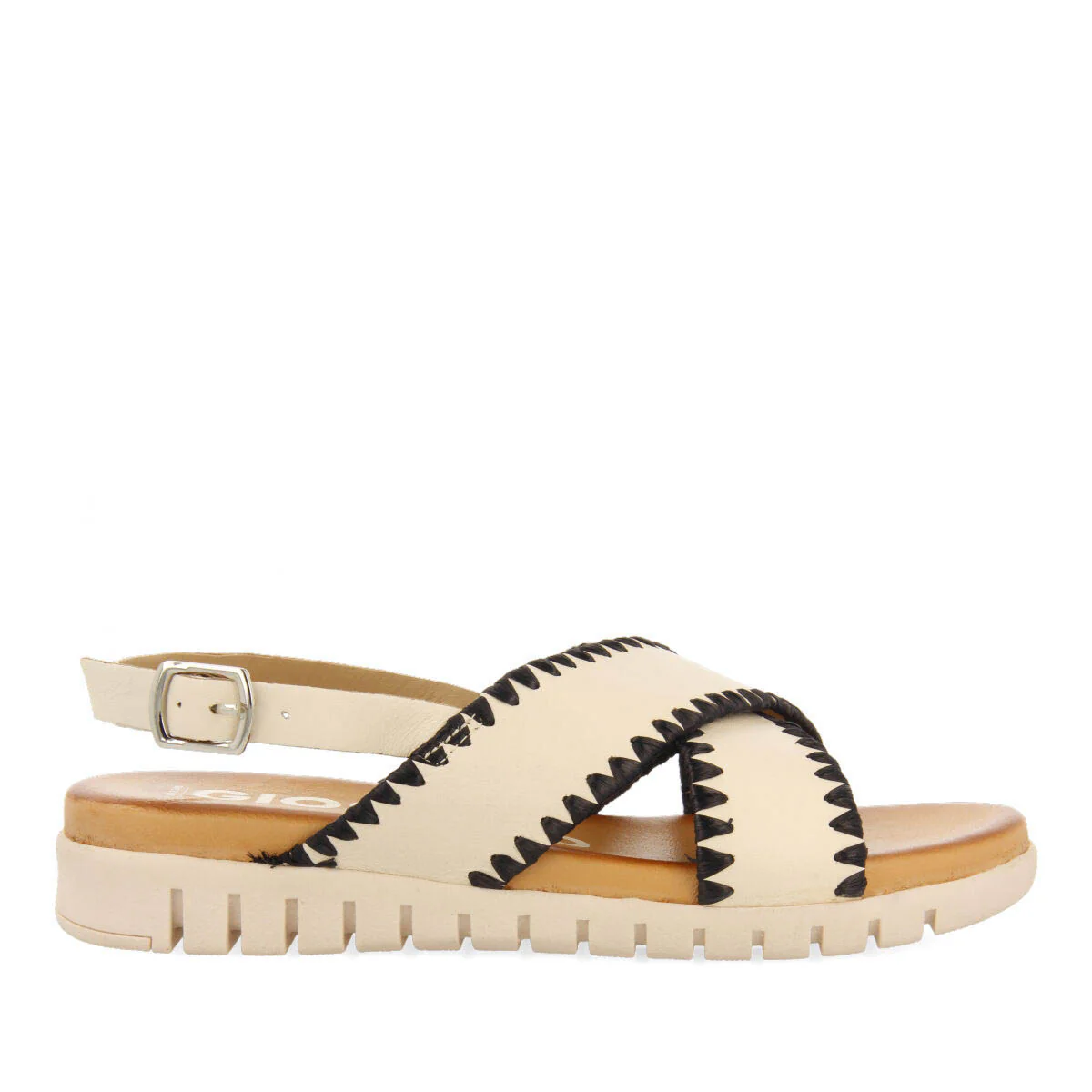 Bohol women's off-white sandals with topstitching