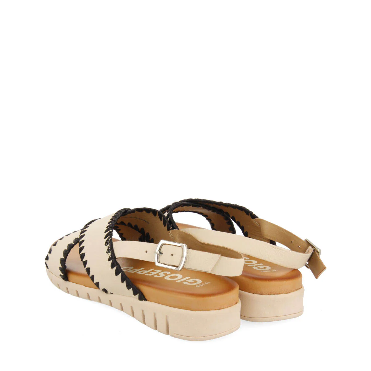 Bohol women's off-white sandals with topstitching - Image 3