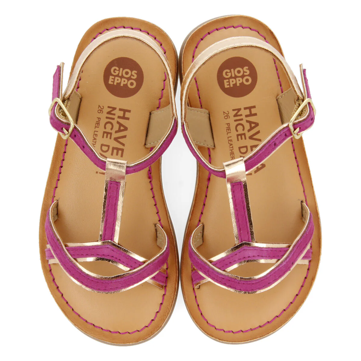 Boucan girls fuchsia suede effect leather sandals - Image 3